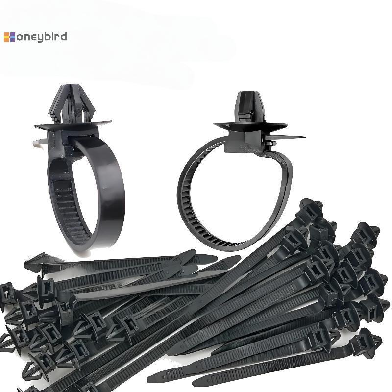 Kaleidoscope 10/20PCS รถไนลอนสีดํา Push Mount สายรัดสายไฟ Fastener Cable Clamp คลิป Ties Management รถ Wire Organizer