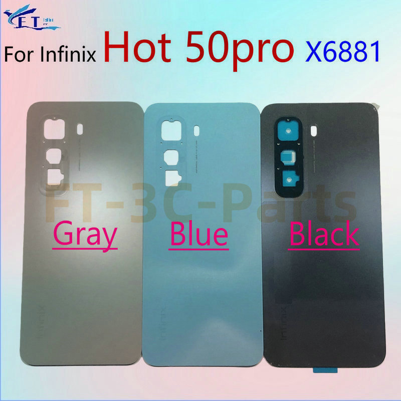 สําหรับ Infinix Hot 50 pro X6881 แบตเตอรี่กระจกฝาหลังด้านหลังประตูกรณีอะไหล่