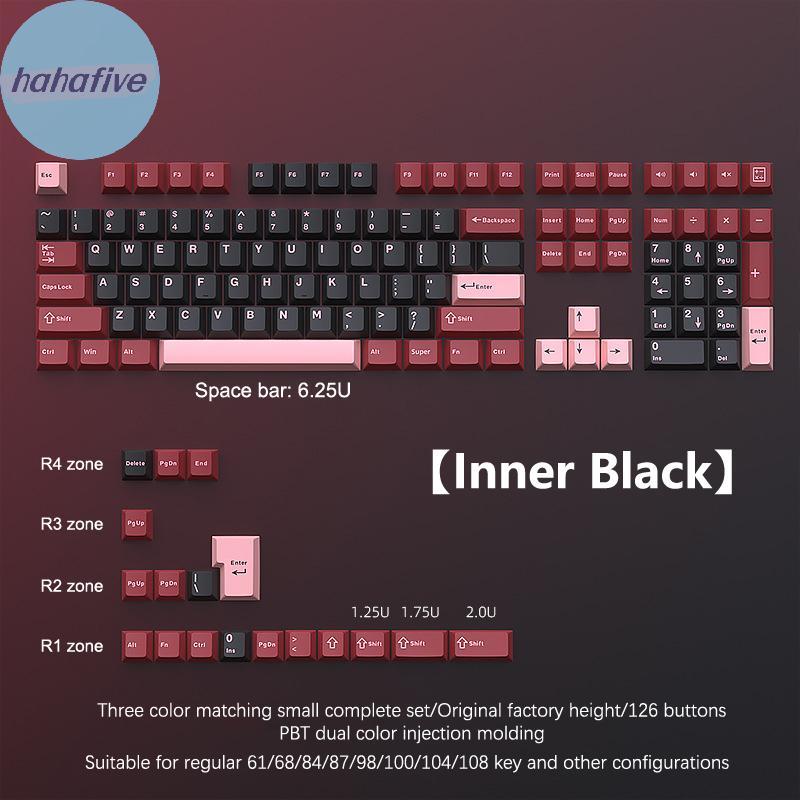 HAHA 126 คีย์ Double Shot Keycap PBT Cherry คีย์บอร์ดเกมสําหรับ MX Keycap GMK67 GMK87 GMK61 คีย์บอร์