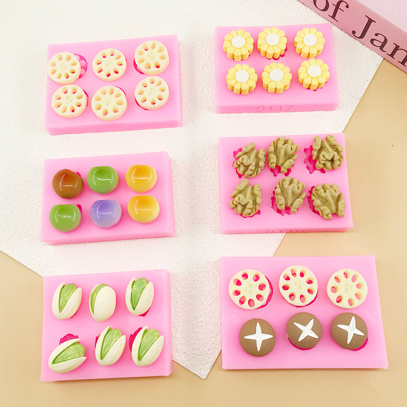 ถ้วยคัพเค้ก แผ่นรองอบ Shiwan พิสตาชิโอรากบัวฝานแม่พิมพ์ซิลิโคน Fondant จำลองเห็ดวอลนัทแม่พิมพ์ตกแต่งเค้กช็อคโกแลต