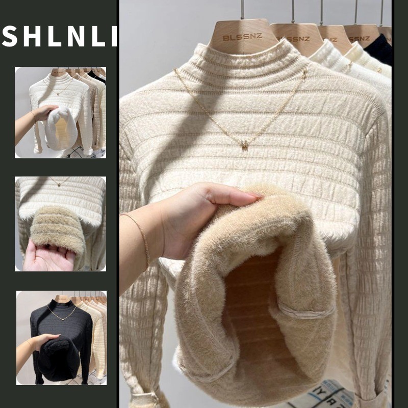 เสื้อกันหนาวถักไหมมะหยี่สำหรับผู้หญิง สไตล์ฝรั่งเศส สวมใส่สบายในฤดูใบไม้ร่วงและฤดูหนาว