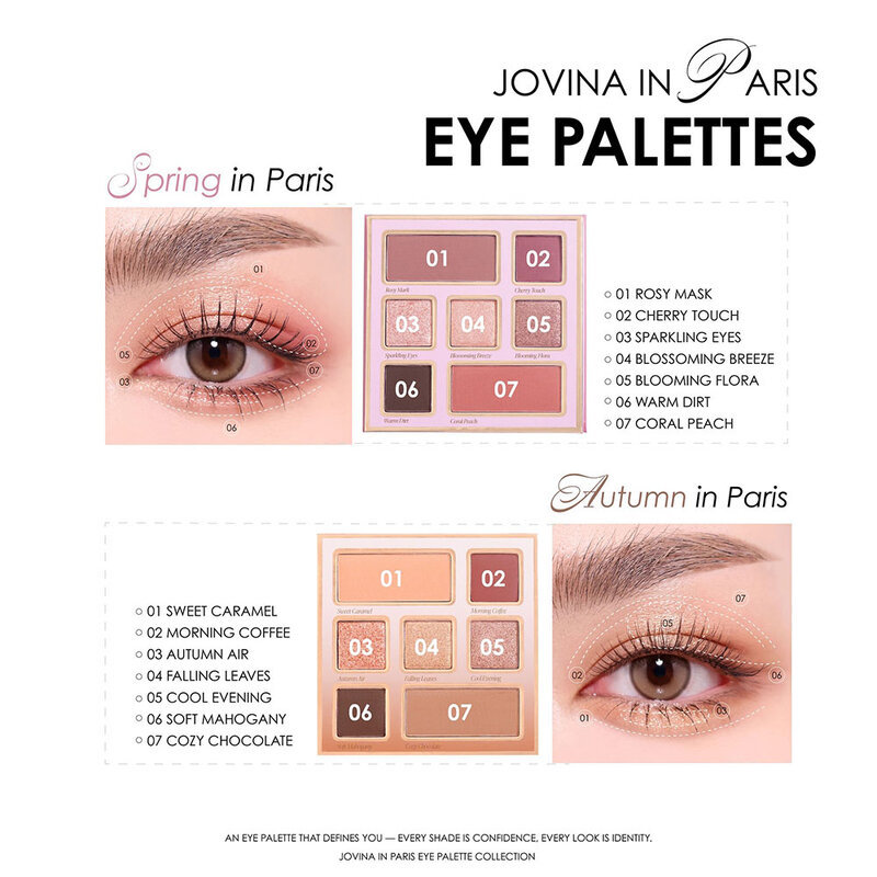 JOVINA Autumm In Paris Eye Palette 14.5g โจวีน่า อายแชโดว์พาเลท 7 เฉดสี. - รูปที่ 2