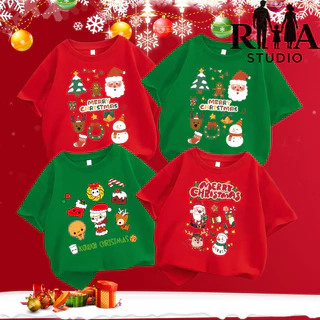🔥พร้อมส่ง&COD🔥RINA STUDIO  เทศกาลคริสต์มาส เสื้อทีมงานปาร์ตี้ เสื้อสีแดง 2026 ครอบครัว คอกลม Christmas t-shirtA1108#TOP2