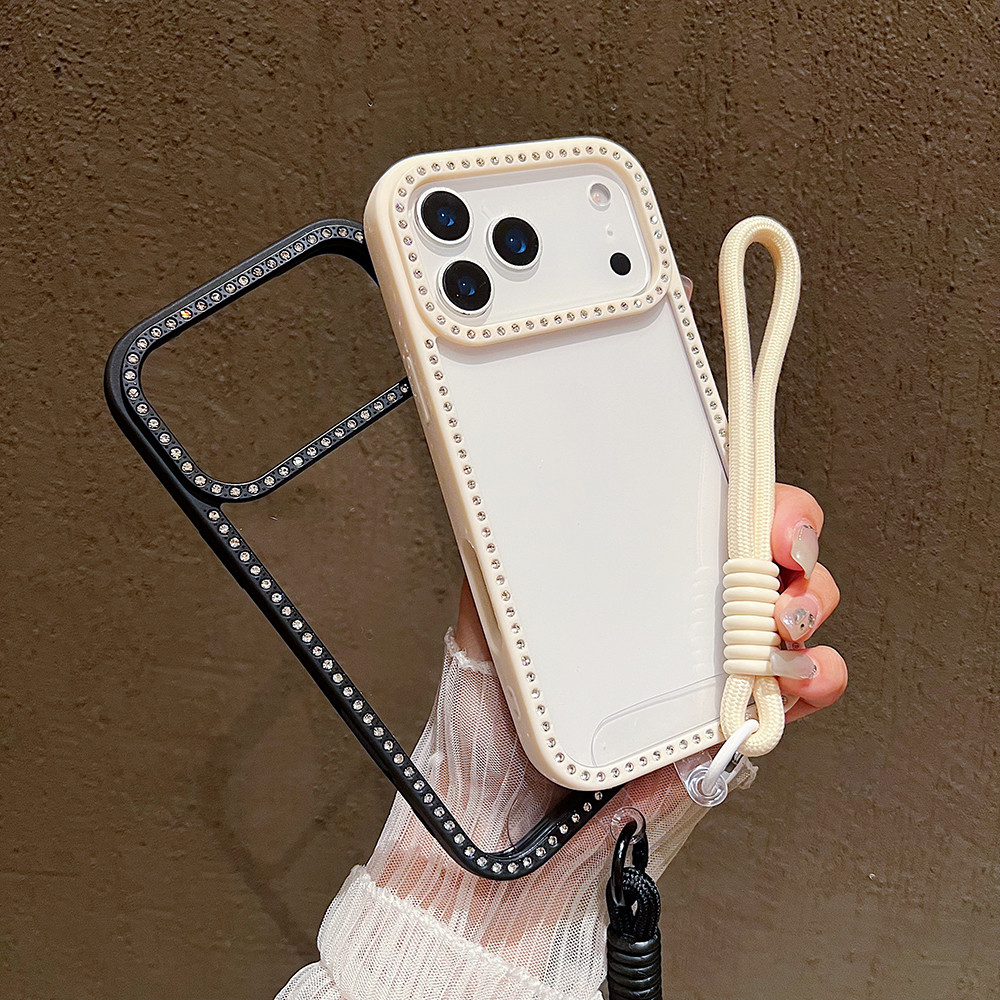 หรูหราพร้อมเชือกเส้นเล็กเพชรโปร่งใส Jewelledเคสโทรศัพท์สําหรับiPhone 11 12 13 14 15 16 17 Pro Max Plus Air Glitterกันชนกลับกรณีปก - รูปที่ 6
