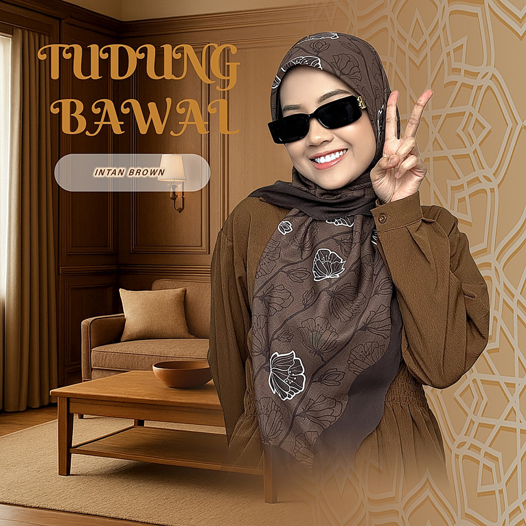 Intan Brown Tudung Bawal Cotton Voile Dang 45 Neutral Calm Tone, Tak Kusut, Kain Lembut