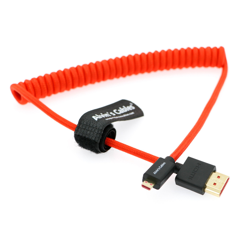 สายของอัลวิน 8K 2.1 สายขดไมโคร HDMI เป็น HDMI ถักสําหรับ Sony Canon