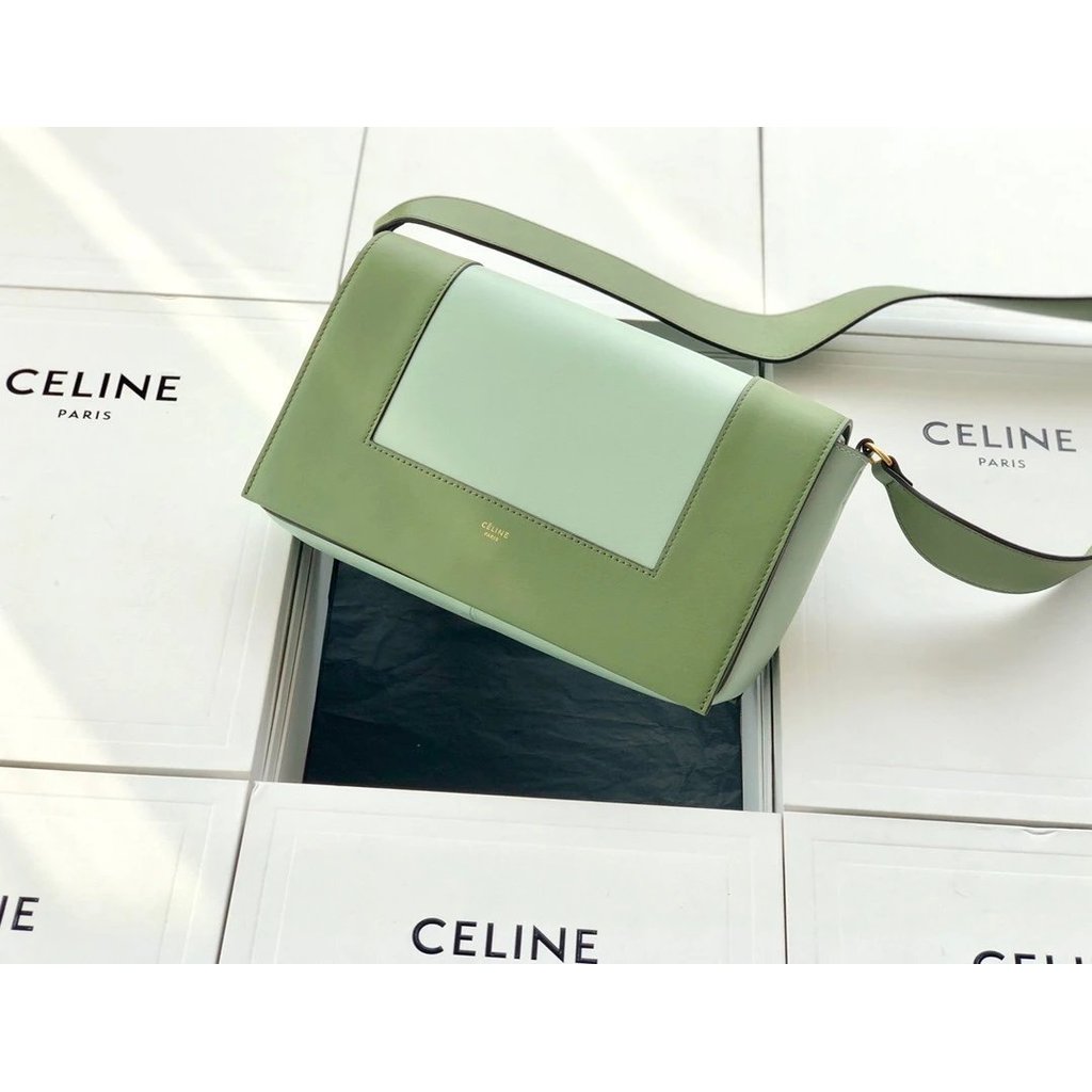 Celine Celine Frame Color-Blocking Square Bag Medium Matcha Green and Mint Green Calfskin, Lambskin 