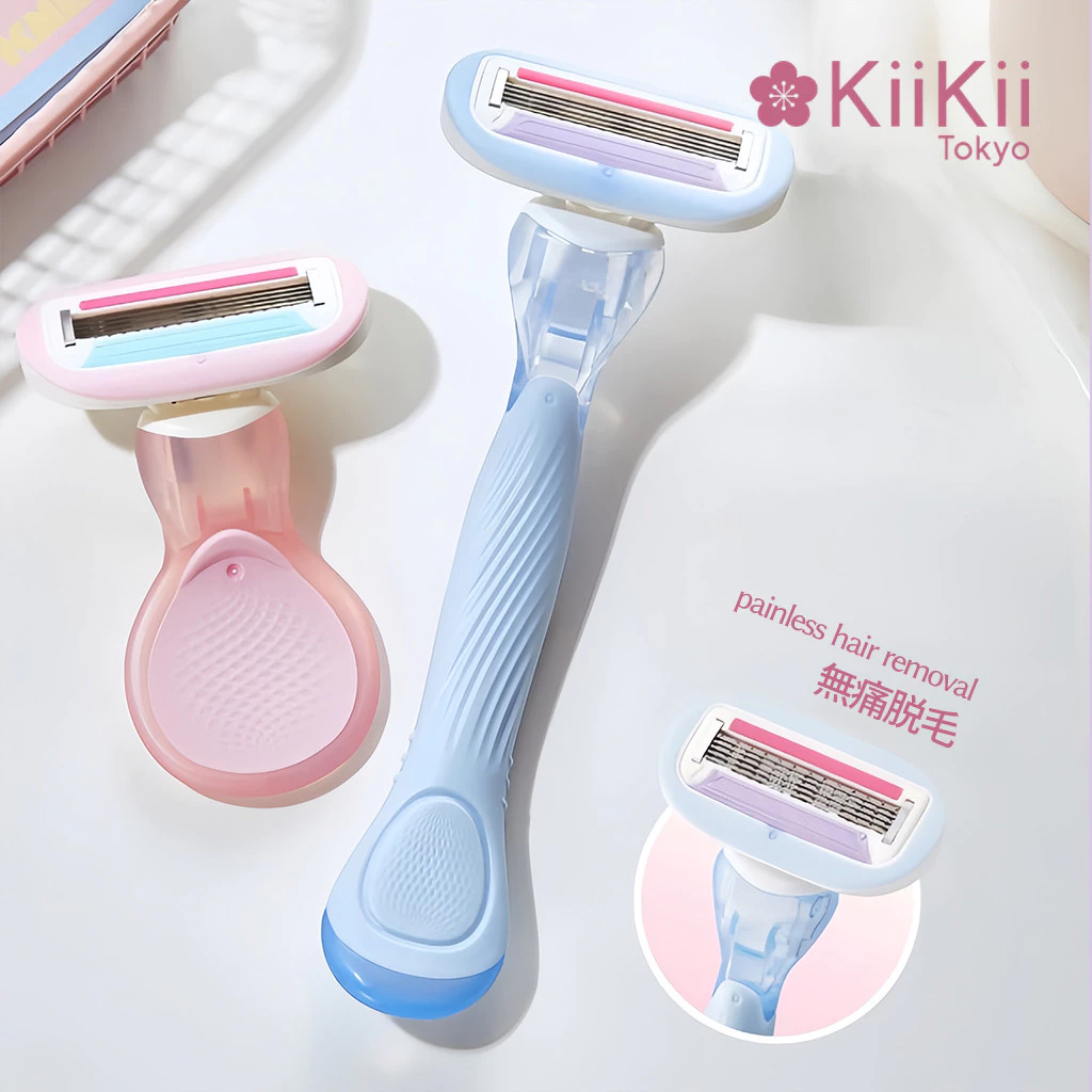 KiiKii Beauty มีดโกนขนผู้หญิง ที่โกนขนรักแร้ ใช้งานง่าย ใบมีดเปลี่ยนได้ สแตนเลสคมทน ไม่มีรอยดำ