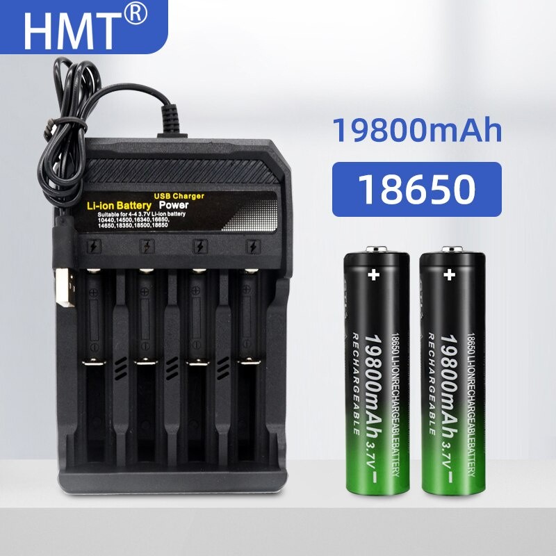 ใหม่ 18650 Li-Ion แบตเตอรี่ 19800mAh แบตเตอรี่ 3.7V พร้อม USB 4 Slot Charger
