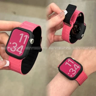 Oxford Pink Starlight Color blocked Strap เหมาะสําหรับ IWatch 49/46/45/44/42/41/40/38mm Loop Magnetic Strap เหมาะสําหรับ Smart Watch 11/SE 3/10/9/8/7/5/Ultra