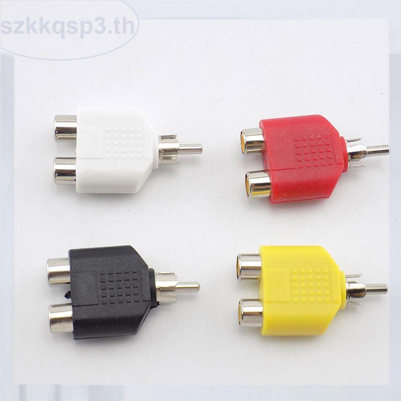 ขั้วต่อ RCA Y Splitter AV Audio Video Plug Converter 1 ชาย 2 หญิงอะแดปเตอร์แจ็ค RCA ปลั๊กคู่ THK3