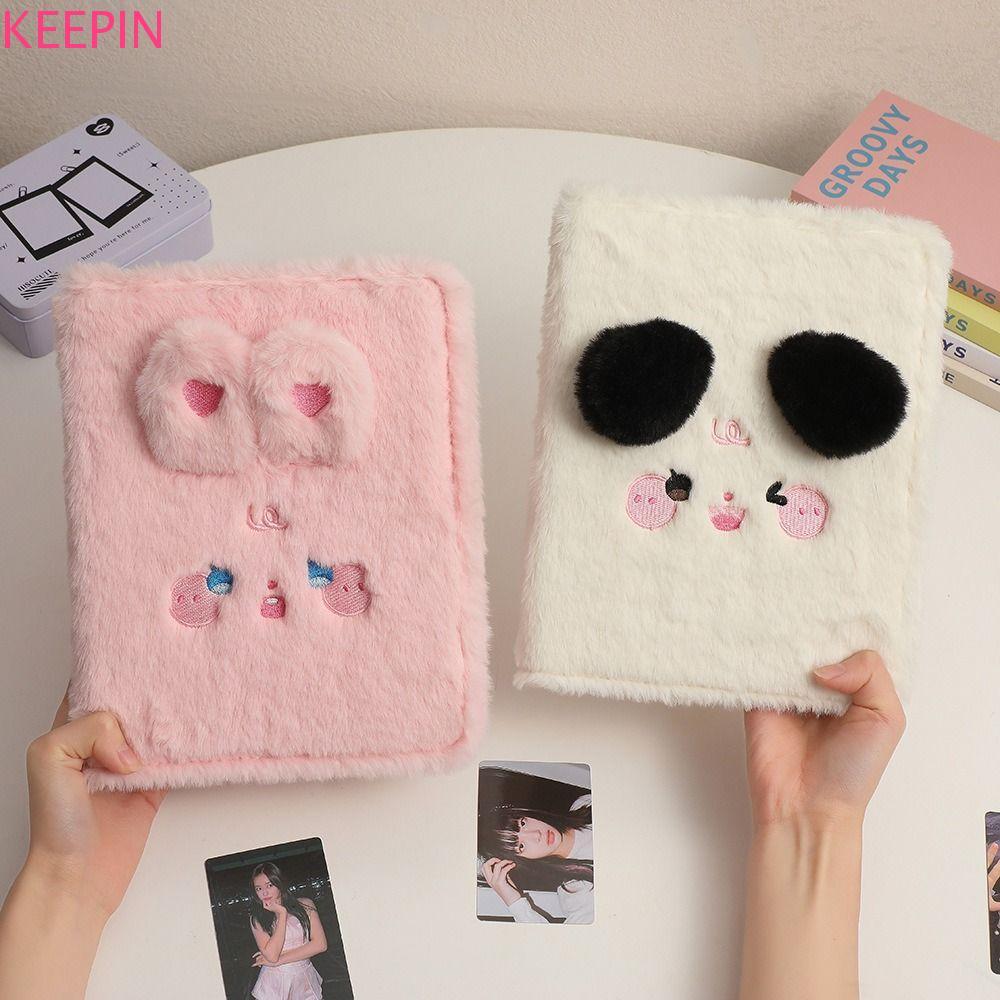 Keepin หูแมวการ์ดอัลบั้ม, ที่ใส่รูปถ่ายหน้าด้านในเติมคอลเลกชันปกหนังสือ, อัลบั้มการ์ด Kawaii ปุยหกหลุมตุ๊กตา Binder ปกไอดอลการ์ดรูปถ่าย