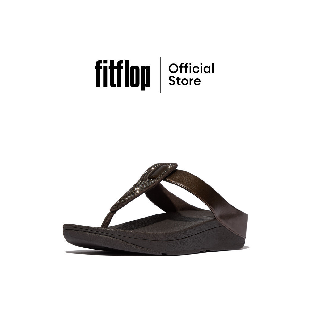 FITFLOP FINO CRYSTAL METALLIC TOE-POST รองเท้าแตะแบบหูหนีบผู้หญิง รุ่น IU2-C89 สี BROWN
