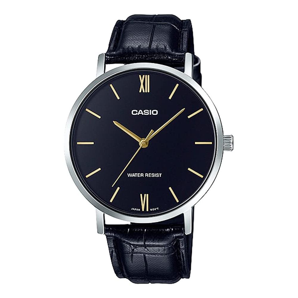 [CASIO] CASIO Quartz Men's Watch MTP-VT01L-1B Black × Black Leather Band International Model [Parall