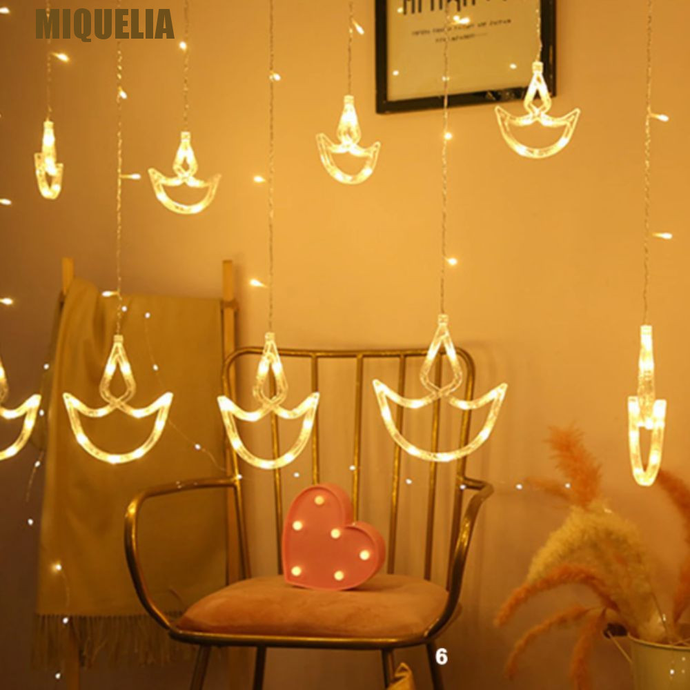 MIQUELIA Diwali Light, ปลั๊ก USB Happy Diwali ผ้าม่าน, ห้องสาวหัวใจ Brilliant Night String ไฟในร่มกล