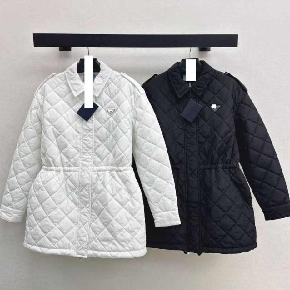 20O9 PRA** 25Autumn and Winter Women's Double-Sided Diamond Quilted Cotton-Padded Mid-Length Coat