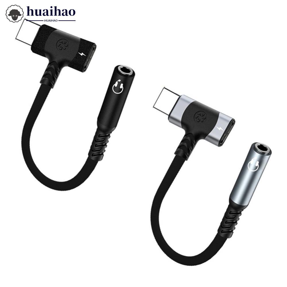 HUAIHAO 2 in 1 USB C Splitter PD Fast Charger Cable ประเภท C ถึง 3 5 แจ็คอะแดปเตอร์เสียง E1O1