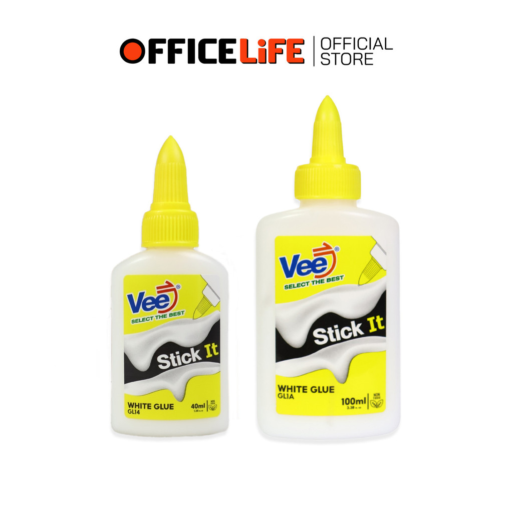 Vee (วี) กาวลาเท็กซ์ หัวหมุนเปิด-ปิด ขนาด 40ml / 100ml ใช้งานสะดวก (1 ขวด)