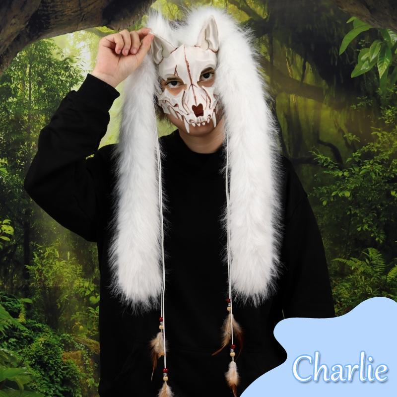 Char Furry Wolf Faux Furs Vikinges Foxes Headdress Skull ขน Faux คอสเพลย์ฮาโลวีนมนุษย์หมาป่าเครื่องแต่งกาย