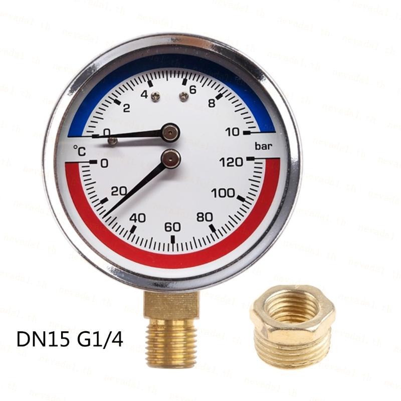 ʚɞ Ne ʚɞ Thermomanometer หม้อไอน้ําเครื่องวัดความดัน Mearsing 0-10 บาร์ 0-120 ℃
