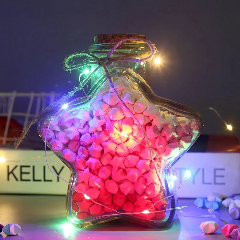 ดาวกระดาษพับ สีไล่ระดับ ขวดดาว ของขวัญคริสต์มาส กระดาษดาวนำโชค ดาวห้าแฉก พับกระดาษ เพชรแวววาว เรืองแสง DIY ของขวัญทำมือ - รูปที่ 4