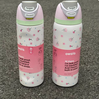 Owala FreeSip 24oz 32oz ขวดฉนวนสแตนเลส – Chug หลอดรั่ว, การเดินทางยิมกีฬาปลอดสาร BPA, ที่วางแก้วที่เป็นมิตร