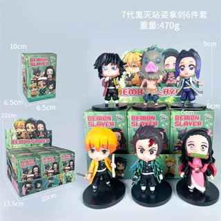 6 ชิ้น/กล่อง Demon Slayer อะนิเมะรูป Sanemi Yoriichi Tanjirou คอสเพลย์ตุ๊กตาของเล่นสําหรับของขวัญเด็กคอลเลกชันเครื่องประดับรถบ้านเค้กตกแต่งตกแต่ง Gacha
