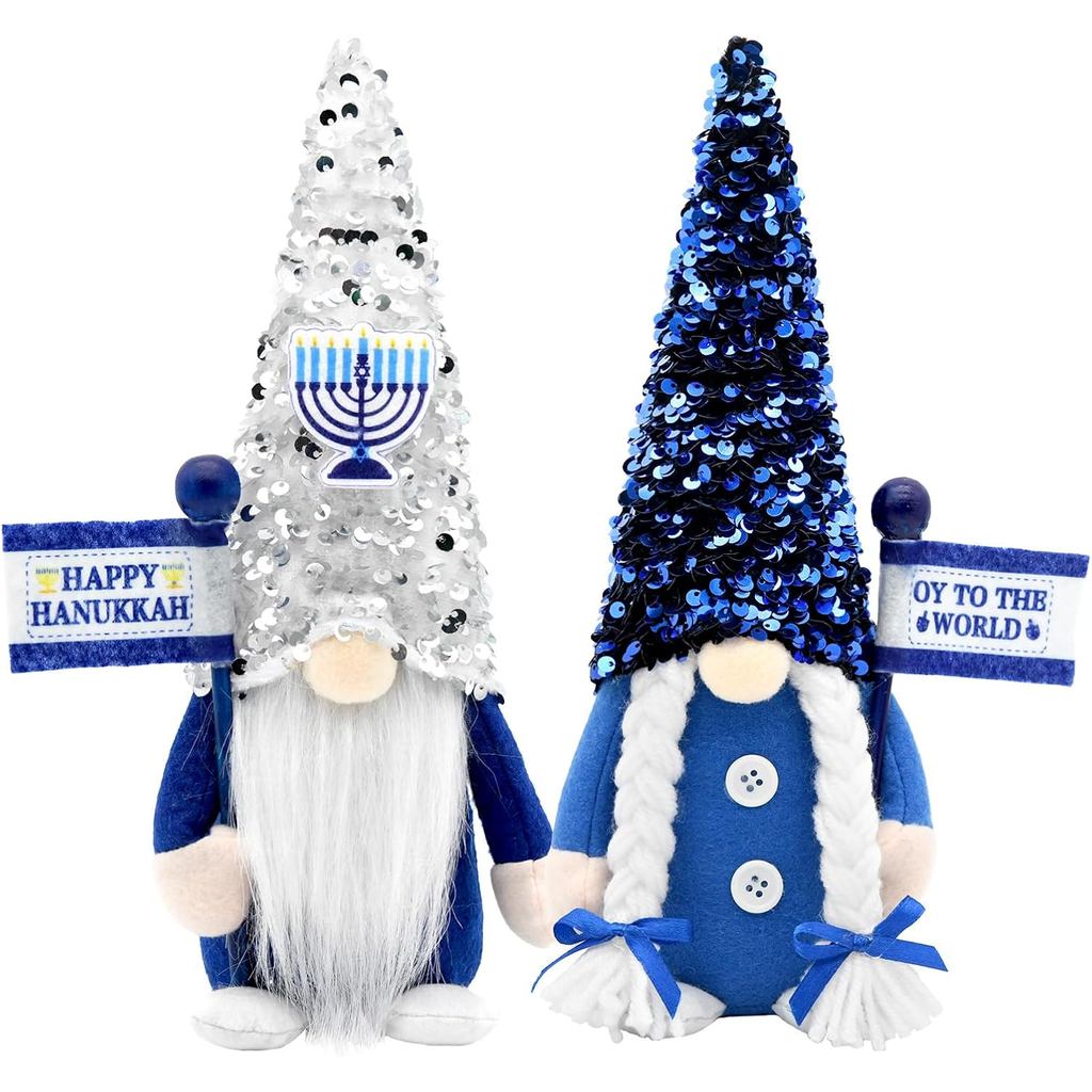 Hanukkah Gnomes ตกแต่งสําหรับบ้านในร่ม, Hankah Menorah Plush Decor, Jewish, Chanukah เครื่องประดับ J
