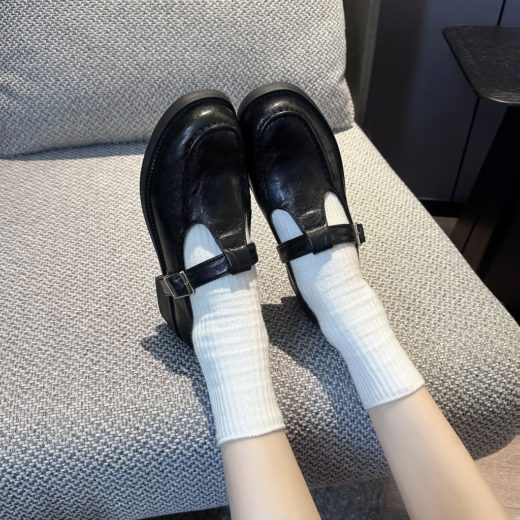 รองเท้าแมรี่เจนวินเทจผู้หญิง รองเท้าหนังลำลอง สวมใส่สบาย สไตล์พรีปปี้ ไซส์ 35-40 - รูปที่ 5