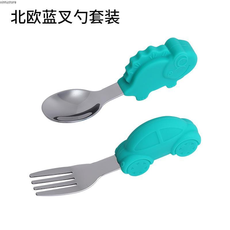 Tasty Mate ✨ ช้อน-ส้อม สแตนเลสแบบสั้น 🥄 สำหรับหัดตักอาหารทาน Step2 👶🏻