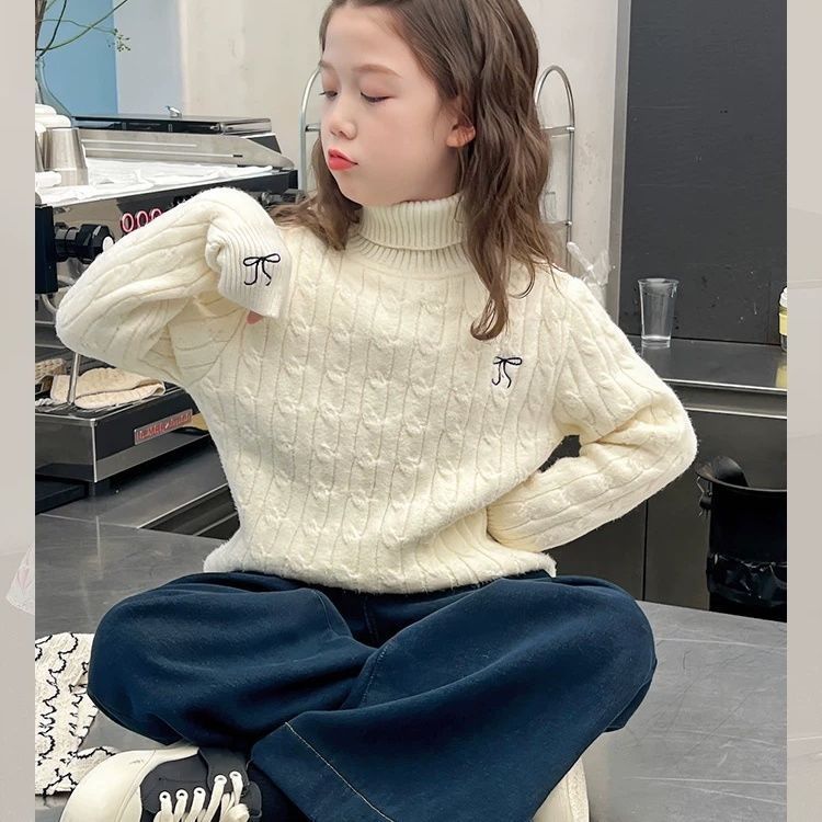 ฤดูหนาวใหม่ - สาวคอสูงเสื้อกันหนาวเด็กสบาย ๆ หนานิ้วเสื้อกันหนาว - รูปที่ 7