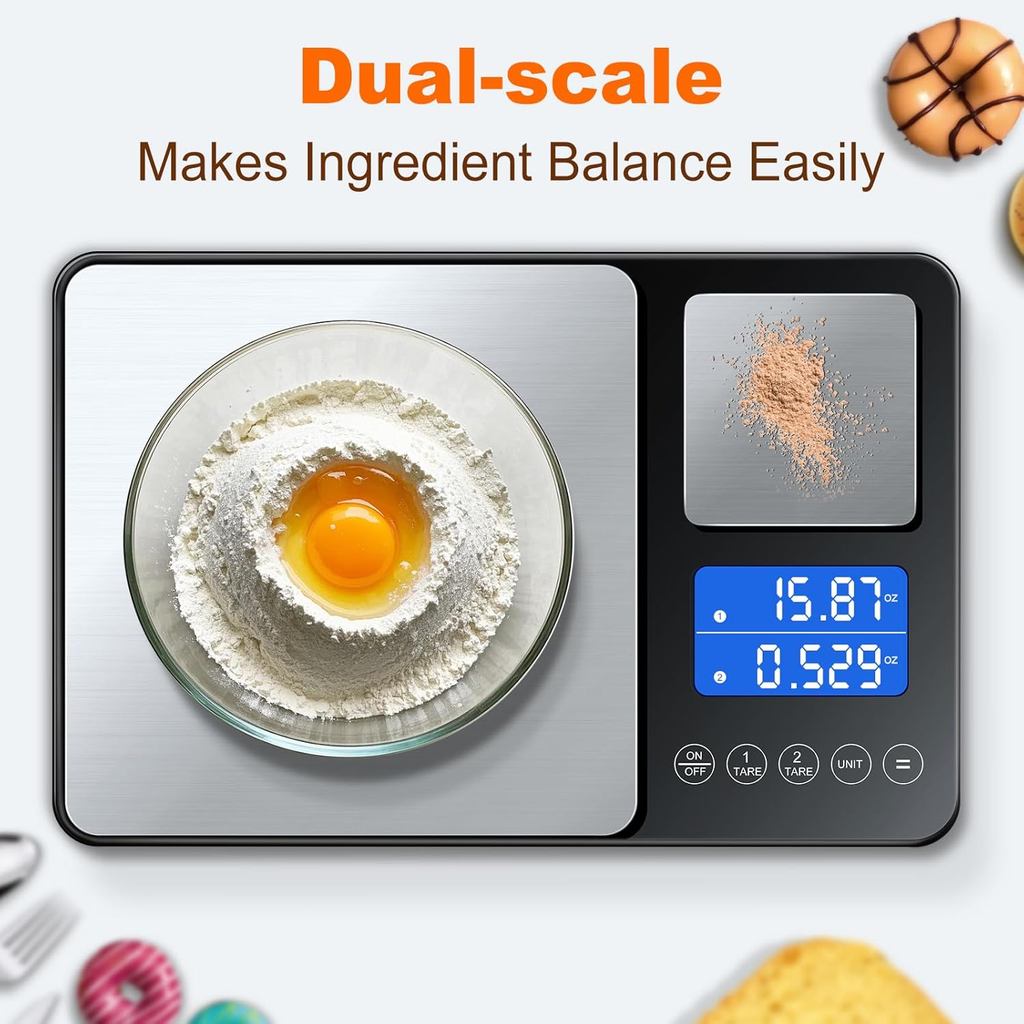 0.001oz/33lbs Dual Platform Food Kitchen Scales Digital Weight Grams and Ounces, Two Precisions Kitc