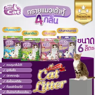 [[ขนาด 6 ลิตร >> จำนวน 3 ถุง]] ทรายแมวเต้าหู้พรีเมียม Catty Cat ทิ้งชักโครกได้ จับตัวเร็ว ปลอดภัย