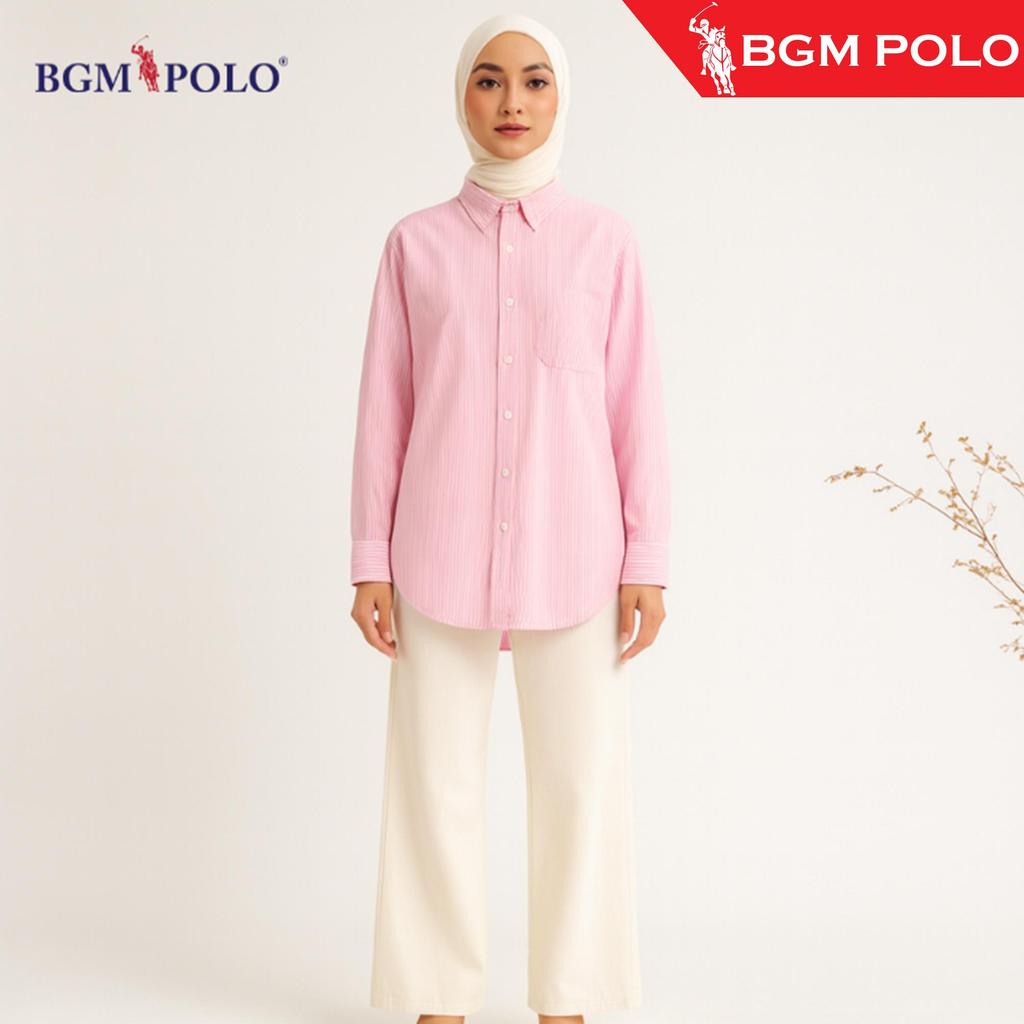 BGM POLO ผู้หญิง BLOUSE SMALL STRIPE LONG SLEEVE-BP-BSS115LS-CXCNCTW เสื้อ Tops