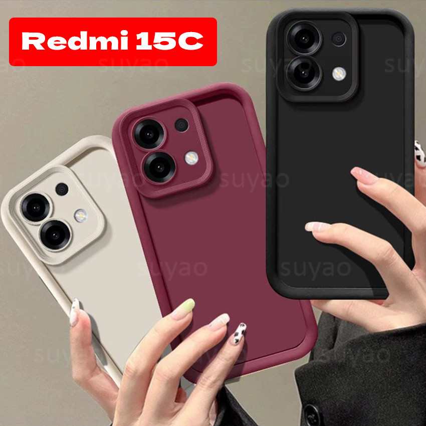 สําหรับRedmi 15C 4G 5G 2025 ซิลิโคนเหลวแบบนุ่มเคสโทรศัพท์หรูหราสีทึบปลอกRedmi15C Red me mi 15Cกันกระแทกกันชนป้องกันปกหลัง