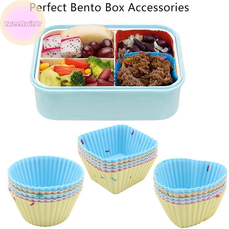 TRWITR 5 ชิ้นซิลิโคนกล่องอาหารกลางวัน Dividers Bento กล่องอาหารกลางวัน Dividers ถ้วยจานสลัด Dressing สําหรับเด็กอุปกรณ์อาหารกลางวัน TH