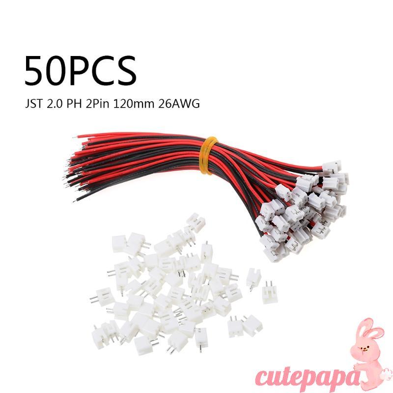 Cutep 50 ชุด Mini Micro JST 2 0 PH 2-Pin Connector ปลั๊กสายไฟ 120 มม. 26AWG