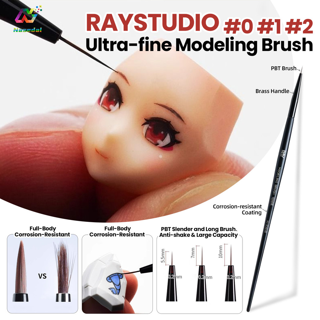 RAY RAY #0 #1 #2 แปรงการสร้างแบบจําลองละเอียดพิเศษทนต่อการกัดกร่อนสําหรับกันดั้มทหารรุ่นภาพวาดระบายสีและรูป ทําเอง รายละเอียดเครื่องมือความแม่นยํา