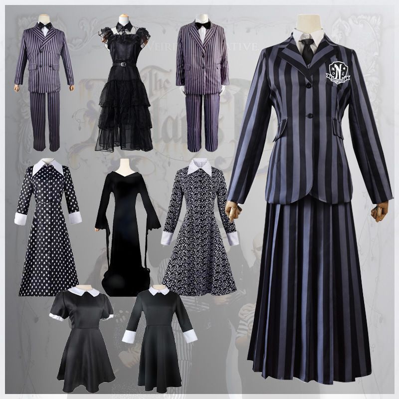 พร้อมส่ง ชุดเวนเดย์ ชุด มือ Wednesday cosplay ชุด wednesday addams costume