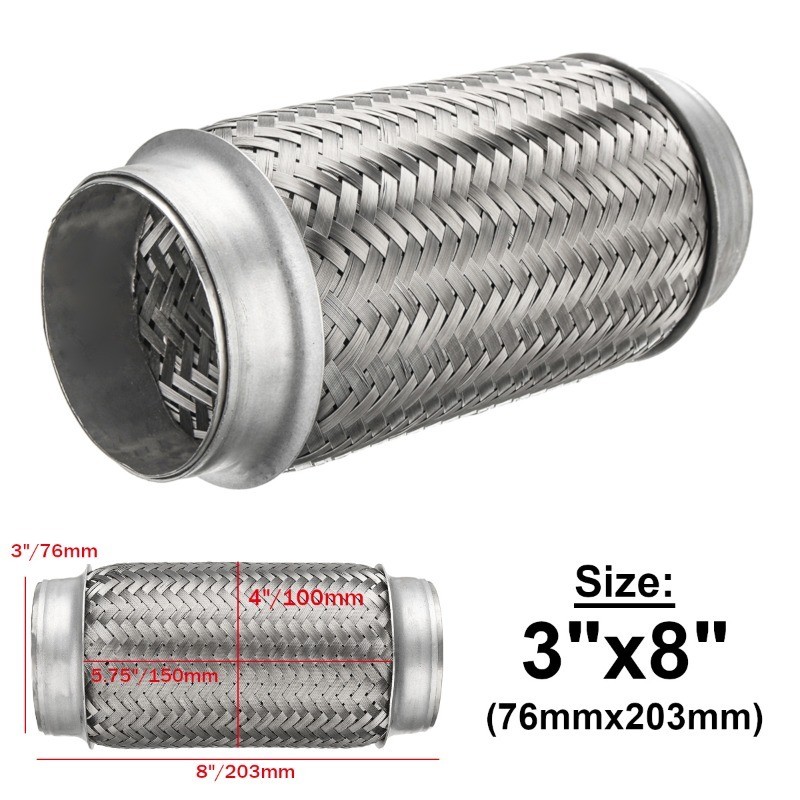 【ส่งจากรุงเทพ24ชั่ว】ข้ออ่อน ข้อต่อ 2″x8″ 3″×8″/73mmx203mm ถัก 2ชั้น ข้ออ่อนไอเสียรถยนต์3” ท่ออ่อนไอเสีย3นิ้ว