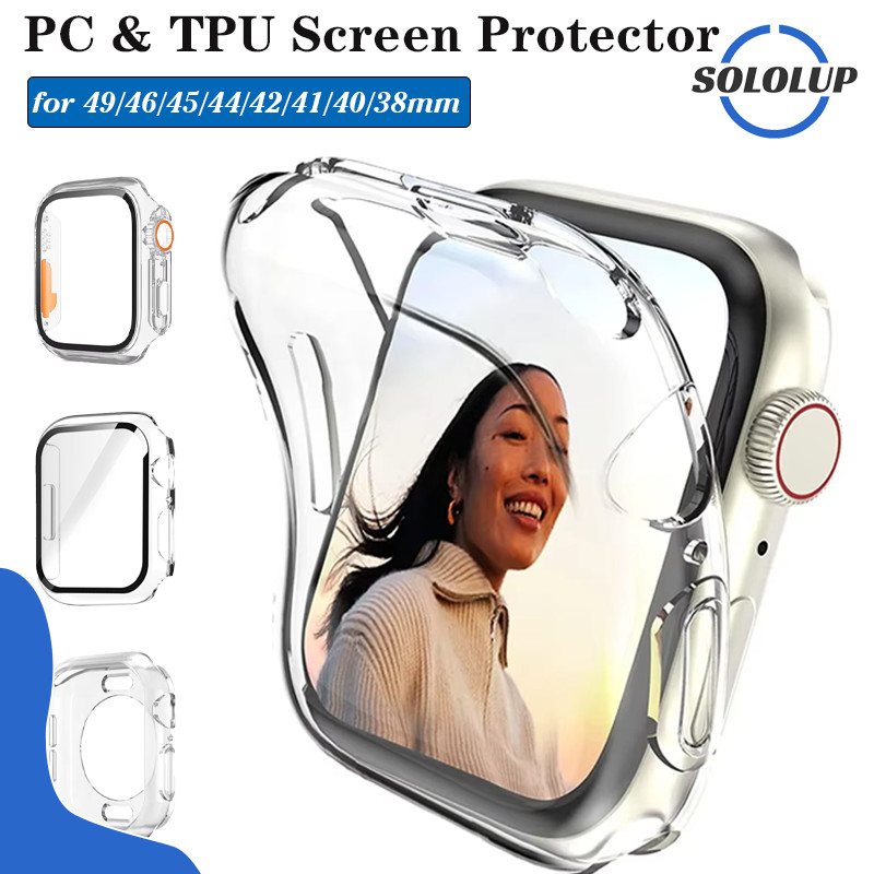 เคส แบบTPU for iwatch Ultra/SE 3 2 Apple Watch Series 11 10 9 8 7 6 5 เคส แบบPC ปกกระจกนิรภัย กรณีป้องกัน Gores Case