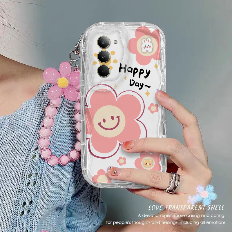 เคส Redmi 15 5G 4G เคสโทรศัพท์ใส ดอกไม้ เชือกห้อยลูกปัด เคสโทรศัพท์กันกระแทกแบบใส