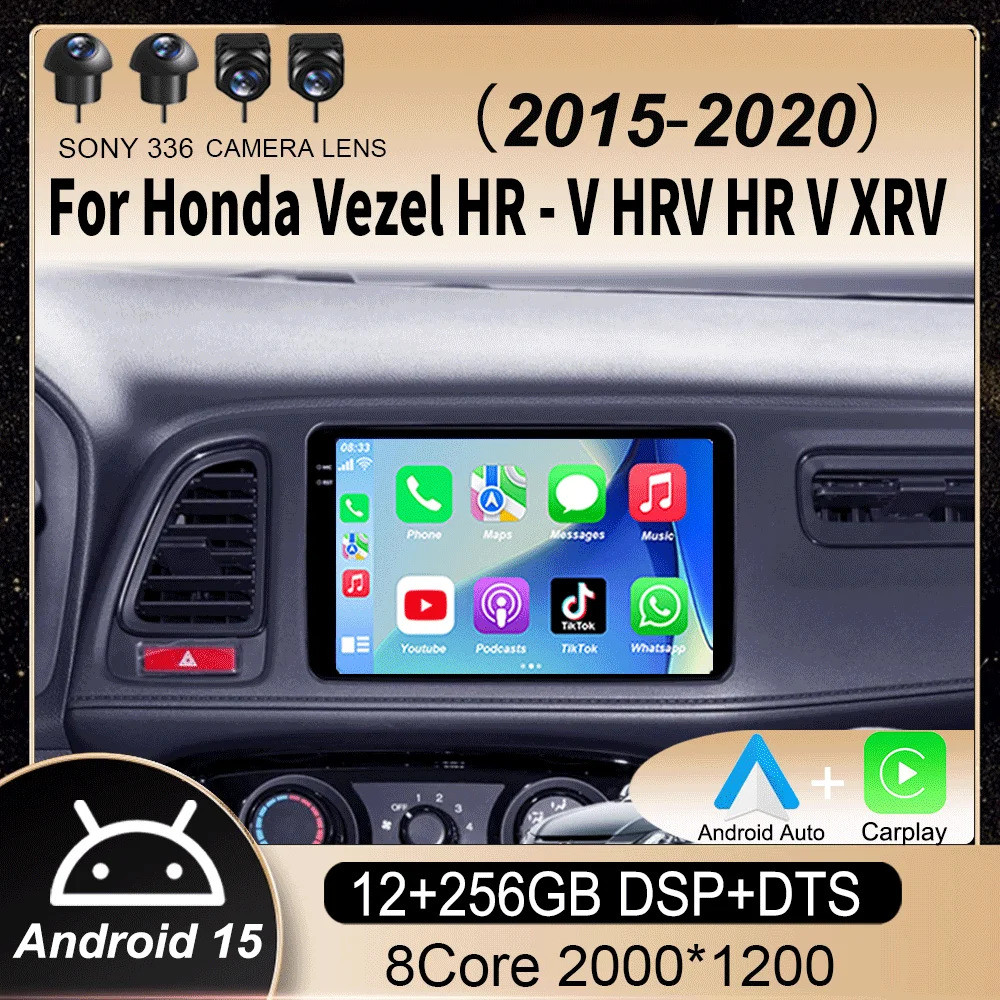 Android 15 Carplay Auto สําหรับ Honda Vezel Hr - V Hrv V Xrv 2015-2025 รถวิทยุเครื่องเล่นวิดีโอมัลติ