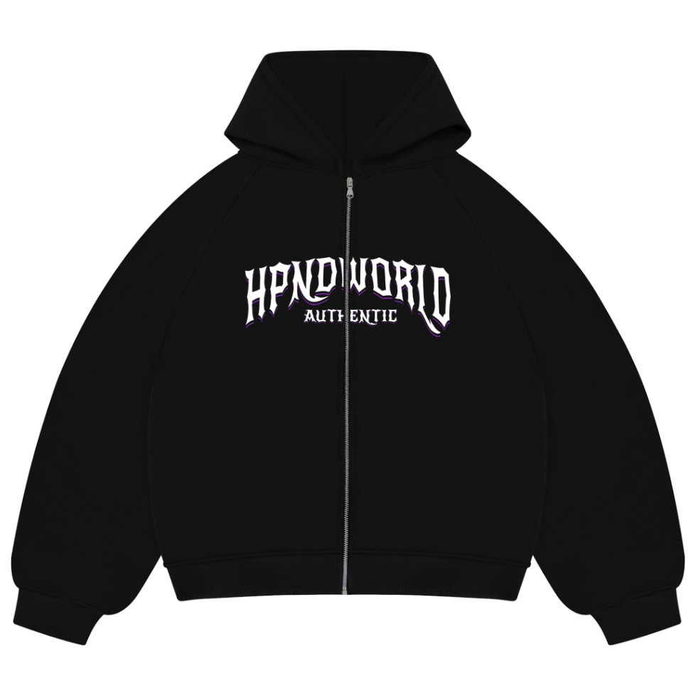 HPND - Emphatic Black Boxy Hoodie / Boxy Zipper Hoodie / Boxy Zipper 280-300gsm Fleece