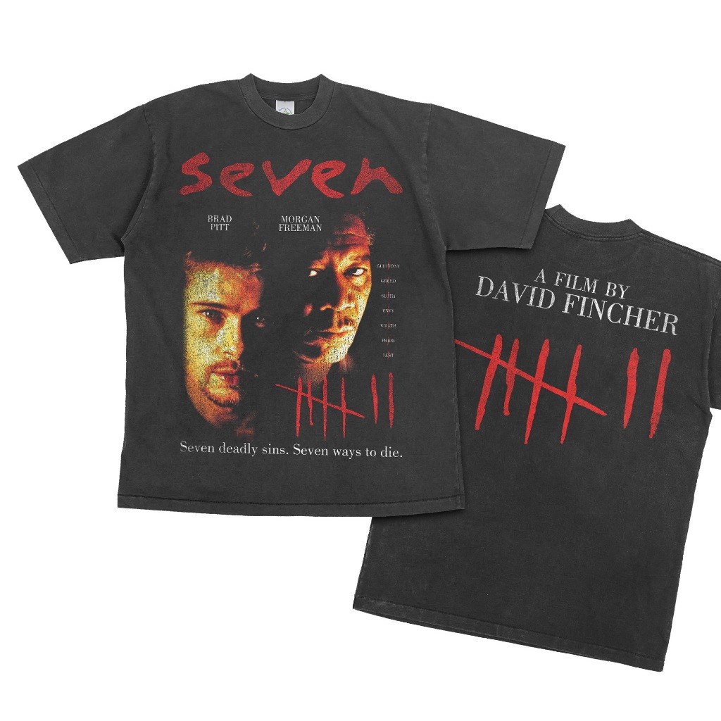 เสื้อยืด Se7en Movie - Seven (1995) เสื้อยืดหนัง Vintage Washed Faded by Muvisin