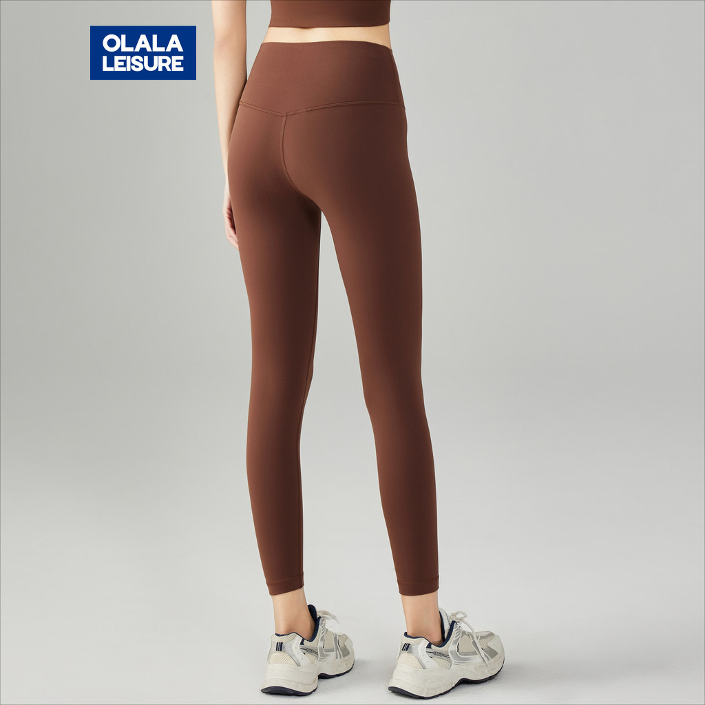 OLALA LEISURE กางเกงออกกำลังกายผู้หญิงเอวสูง ยืดหยุ่นสูง สีนู้ด สำหรับผู้หญิง