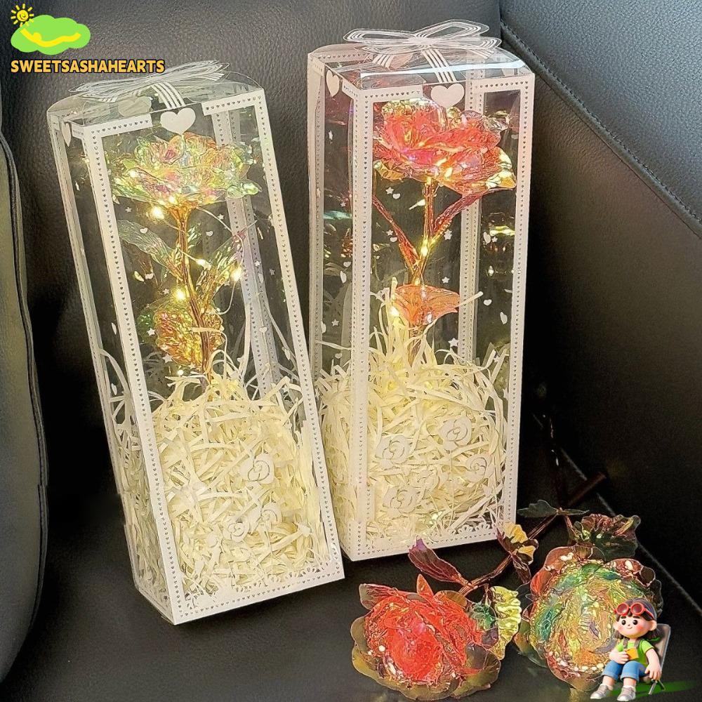 ดอกกุหลาบและดอกไม้ประดิษฐ์ LED พร้อมกล่องบรรจุภัณฑ์ สินค้าสำหรับถ่ายภาพและของขวัญวันแม่