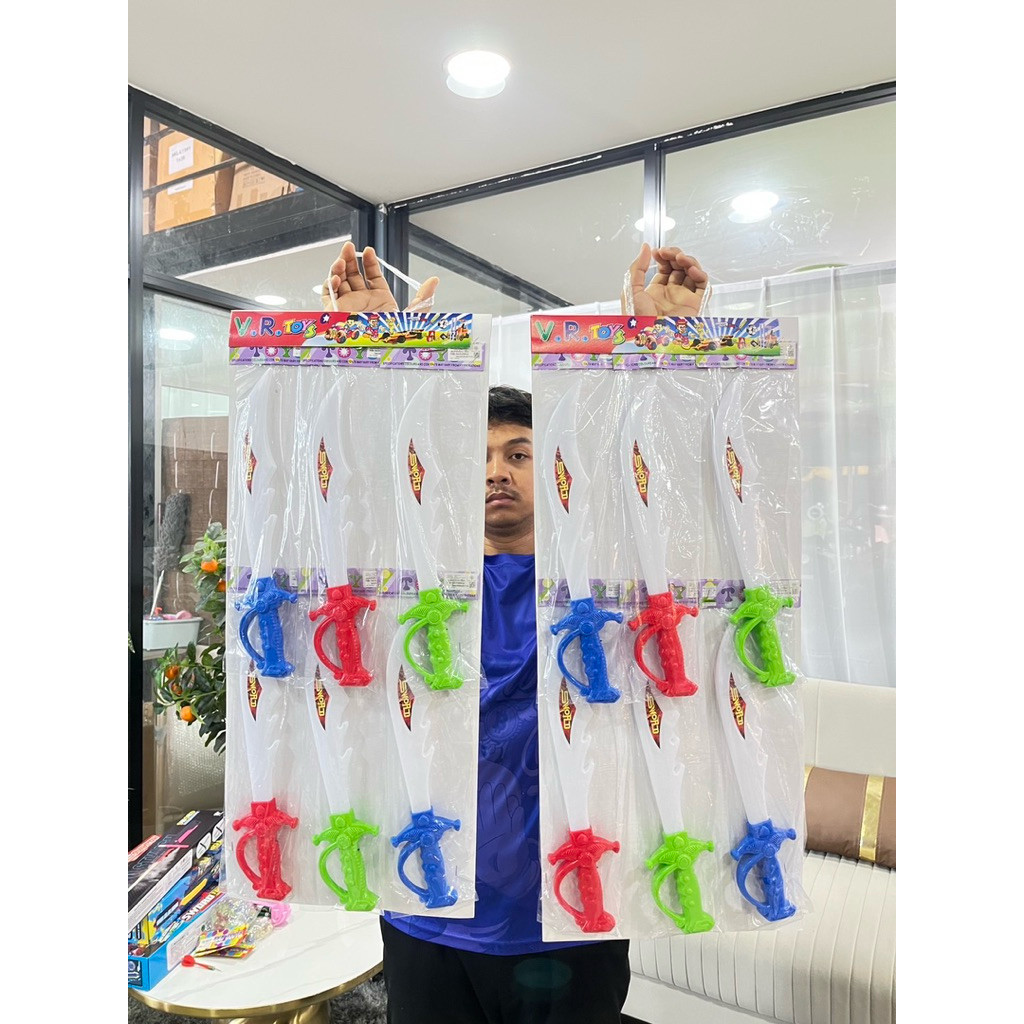 ⭐️ขายส่งยกแผง6ชิ้น⭐️ ดาบของเล่น มีไฟ แถมถ่าน ดาบของเล่นใส่ถ่านมีไฟ ของเล่น No.009(100) - รูปที่ 2