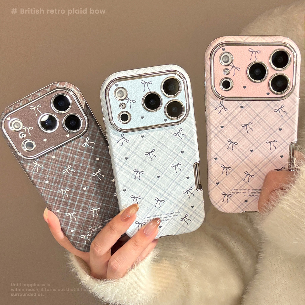 เคสโทรศัพท์ป้องกันกุทัณฑ์ลายสก๊อตหนังเต็มรูปแบบเหมาะสําหรับTPUสําหรับiPhone 11 12 13 14 15 16 17Pro Max Plus
