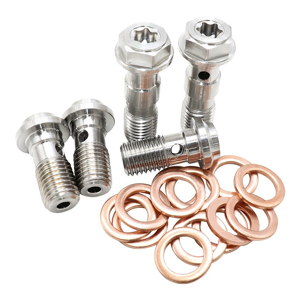 รถจักรยานยนต์เบรค Caliper Banjo Bolt Bleed สกรูหัวนม M10X1.0 มม./1.25 มม.304 สแตนเลส
